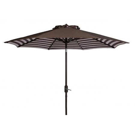 Safavieh 9 ft. Athens Inside Out Striped Crank Outdoor Auto Tilt Umbrella, Brown PAT8007D